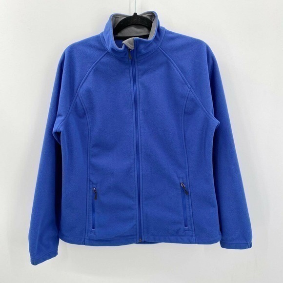 Lands' End Jackets & Blazers - Lands End Women's Fleece Mid Weight Full Zip Jacket Blue Size M Zip Up Pockets